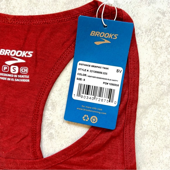 NWT Women’s Brooks Running Distance Graphic Tank “Run Happy” Racerback - Picture 4 of 7
